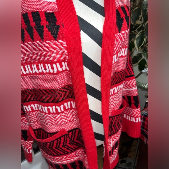 No Boundaries Juniors Jacquard Cardigan with Faux Sherpa Hood Size L (11-13) - Picture 4 of 6